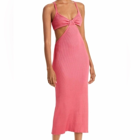 NWT cult gaia Revolve Serita Cut-Out MIDI Cocktail Bodycon Dress In Blossom Sz S - Picture 2 of 16